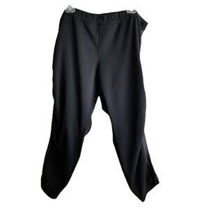 DKNY Jeans Black Pull On Pants 2X Faux Leather Trim Stretch Cotton Blend